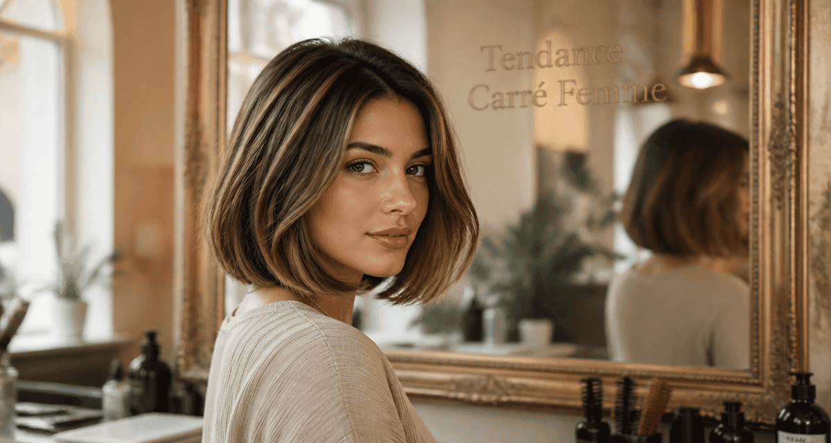 tendance coupe carré femme en salon élégant