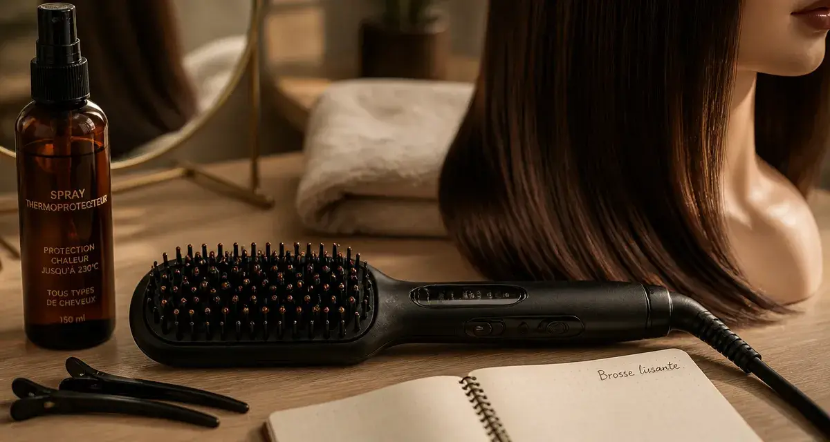 Brosse pour lisser : températures 3 niveaux pour cheveux sans frisottis