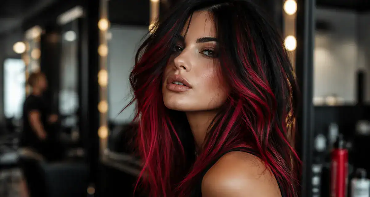 cheveux noir meche rouge sur mannequin