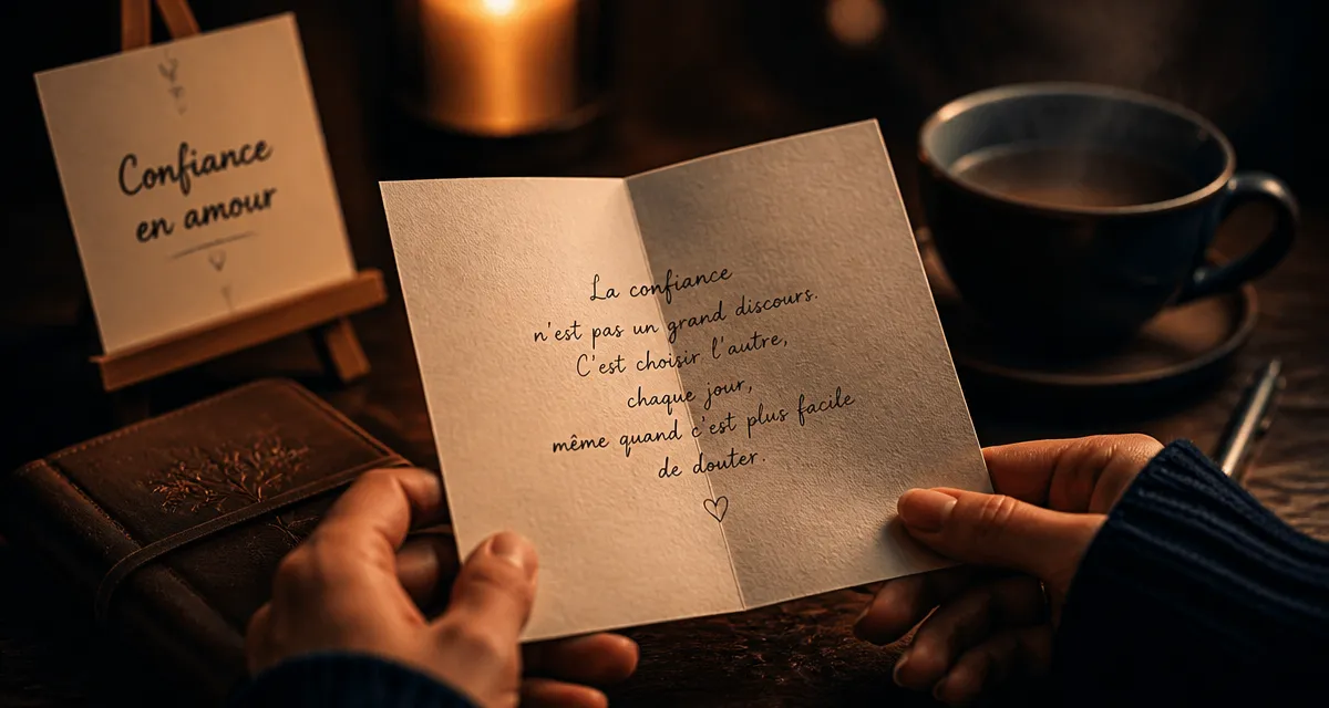 Citations confiance amour : couple tenant une carte de confiance