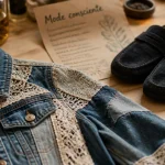 Juliette blog feminin : mode consciente, veste jean patchwork et accessoires barefoot