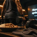 Muscu apres manger : athlète avant haltères après repas