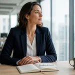 Prendre du recul au travail femme carnet open-space