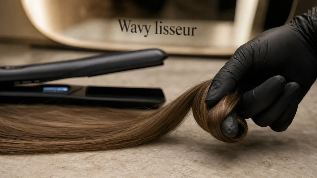 Comment faire un wavy avec un lisseur : geste 180° sur cheveux secs