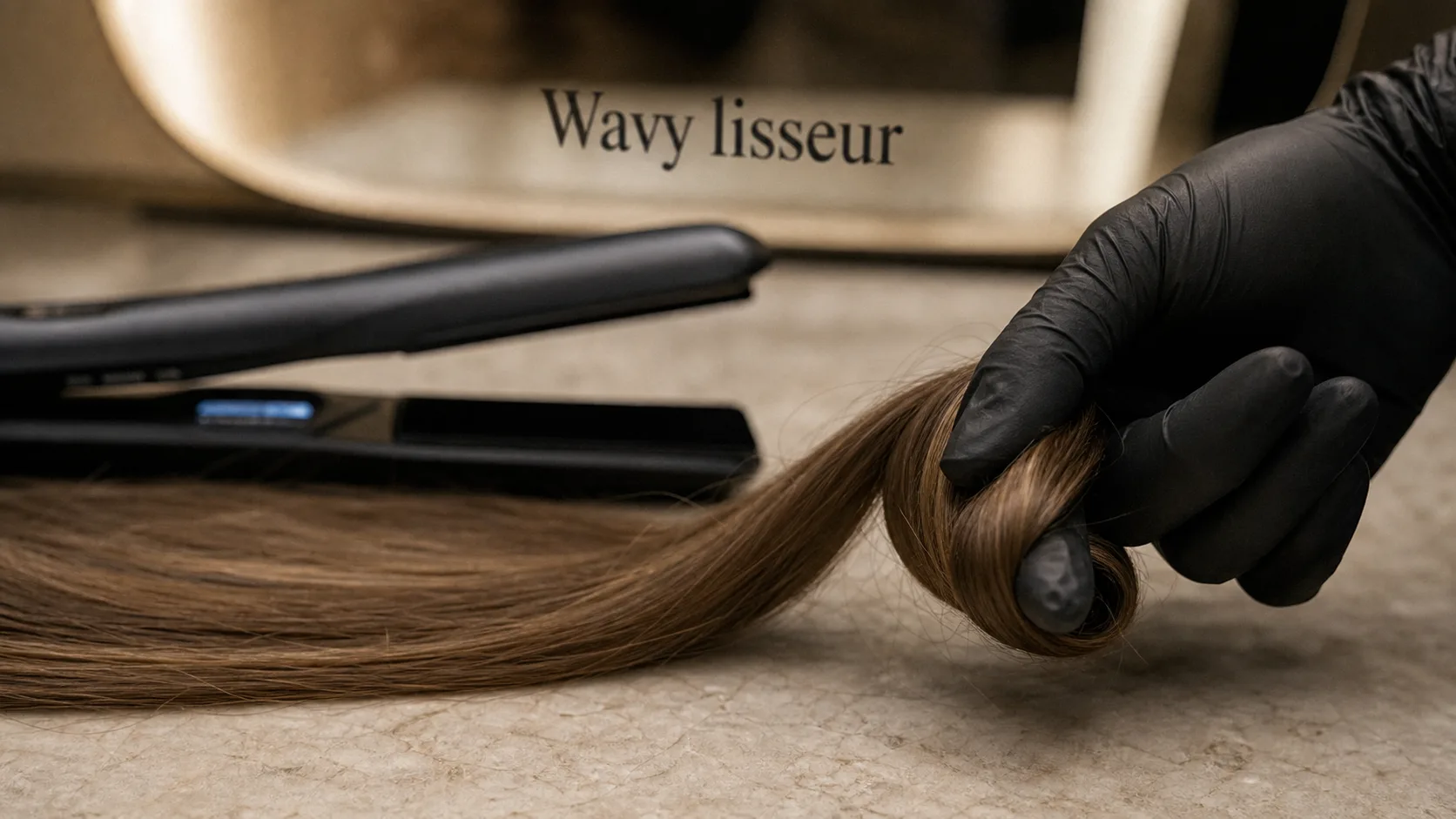 Comment faire un wavy avec un lisseur : geste 180° sur cheveux secs