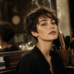 Coupe pixie 2024 : pixie longue femme au style court, nuque courte, frange effilée