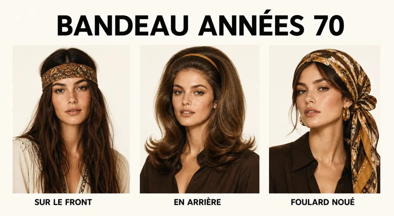 Coiffure année 70 bandeau : trois façons de porter un bandeau ou foulard vintage