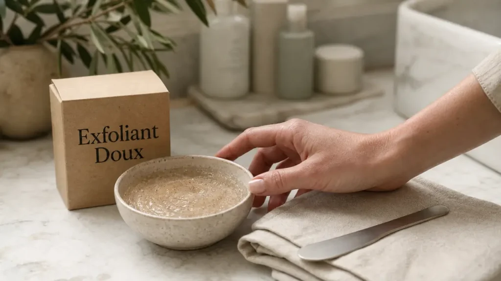 Exfoliant définition : crème exfoliante douce au lavabo