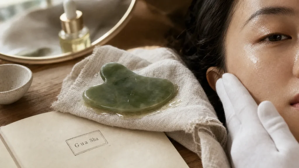 Gua sha avis dermatologue : pierre jade, effet frais, peau lissée