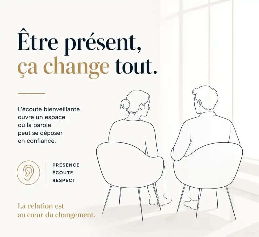 Illustration symbolisant le soutien émotionnel et l'écoute active pour réconforter et soutenir quelqu'un dans une épreuve.