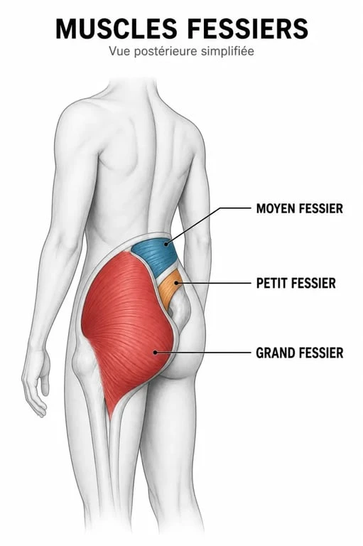 Anatomie des muscles fessiers pour le sport pour fessier