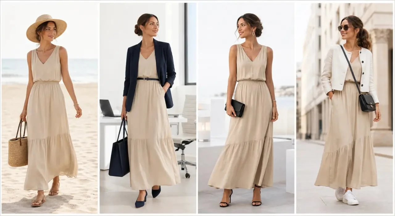 Robe longues femme ete pour la plage, le bureau, la soirée et la ville