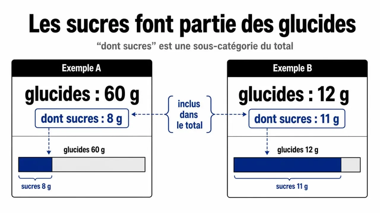 Lecture de l’étiquette glucides dont sucres pour comprendre la différence entre glucide et sucre