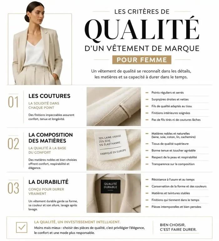 Critères de qualité pour choisir un vêtement de marque femme