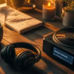Musique relaxante soulagement du stress : casque, tasse chaude, sons apaisants, 30 minutes