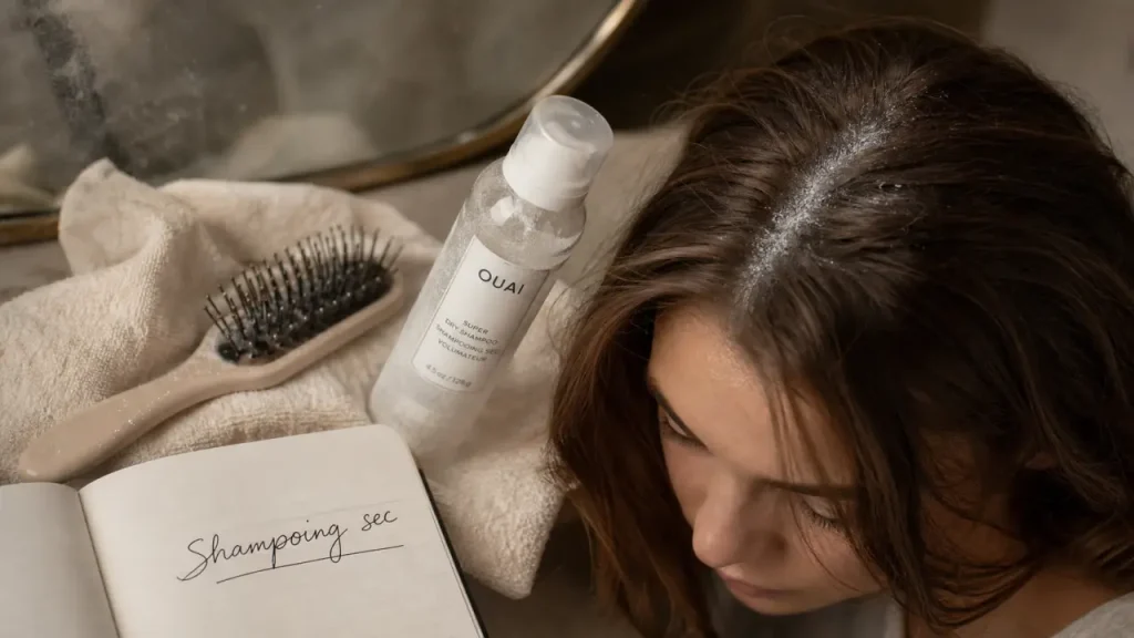 Shampoing sec : 1 à 2 fois par semaine pour limiter les résidus et l’irritation
