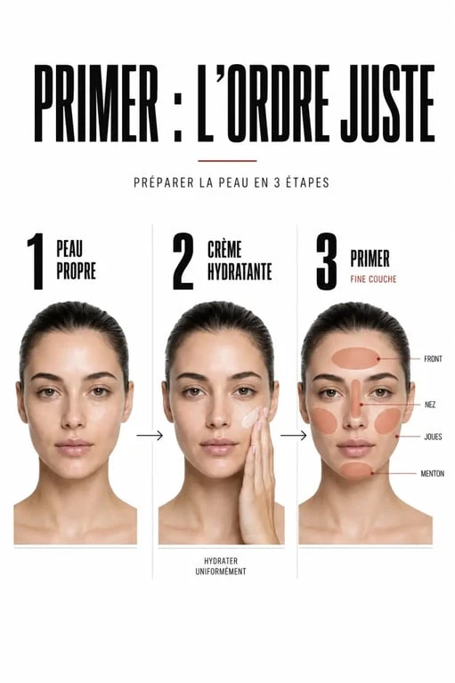 Primer maquillage : ordre d’application et zones clés sur le visage