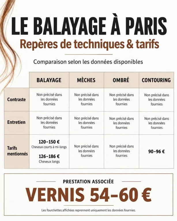 Infographie pour choisir le meilleur balayage Paris selon la technique et le prix