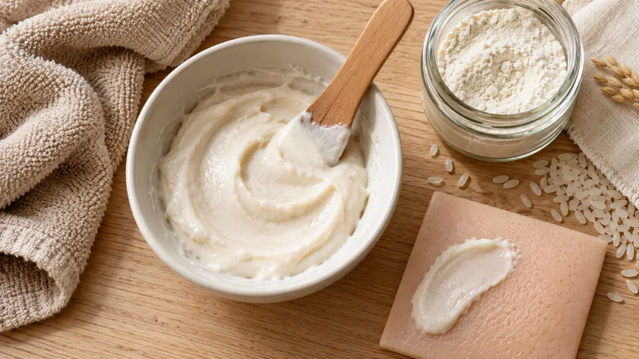 Masque au riz pour visage : pâte lisse et éclat naturel